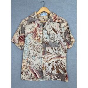 Vintage Ocean Pacific OP Sunwear Tiger Print Button Shirt Mens M 70s hippie‎